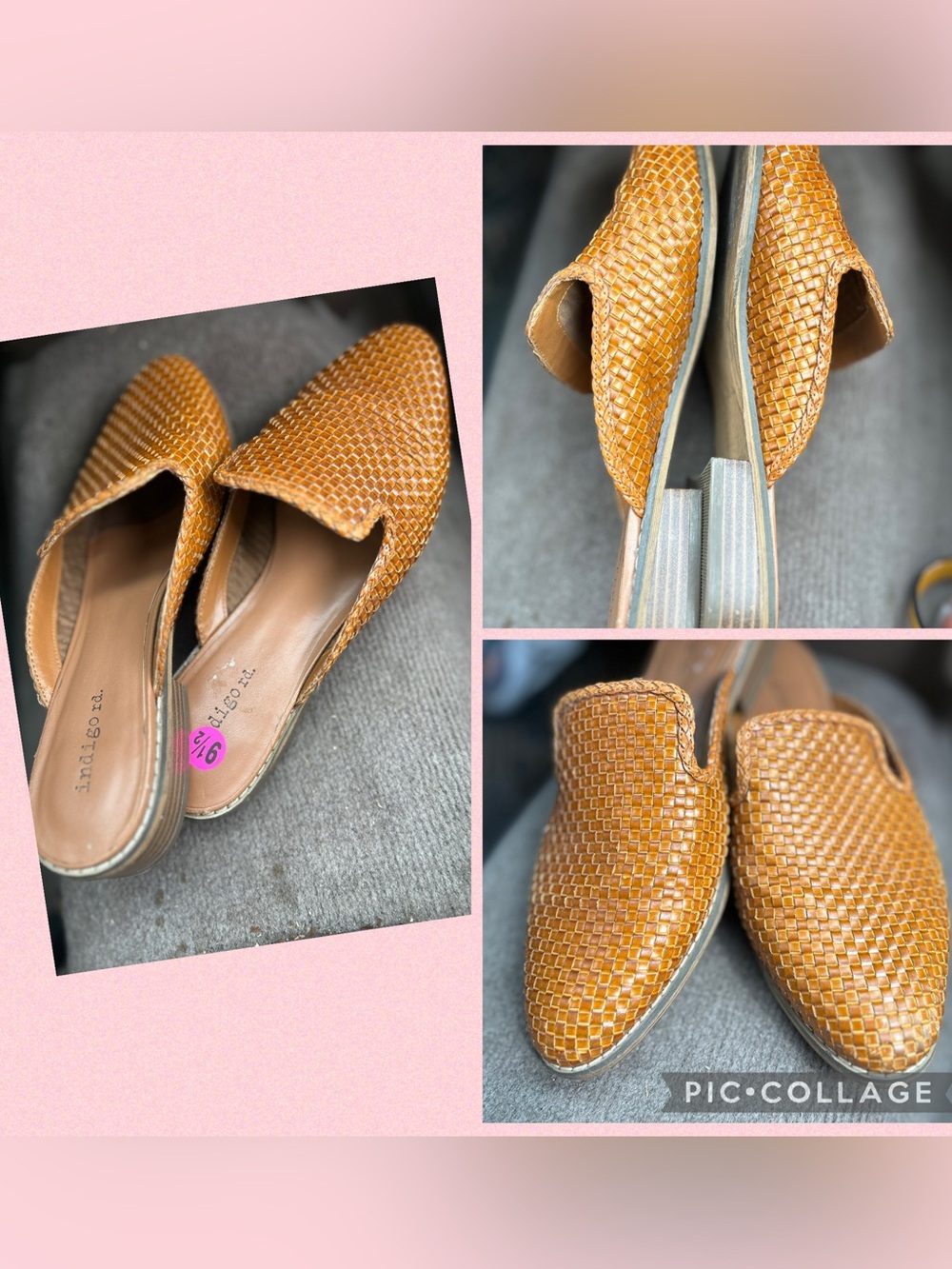 INDIGO Woven Slip-On Mule in Cognac Brown - Women 9.5